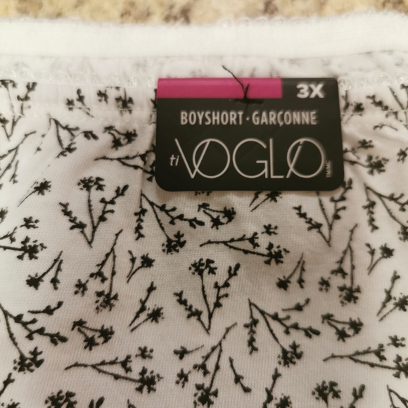 Voglio Black & White Floral Boyshort Underware 3X - Picture 2 of 7